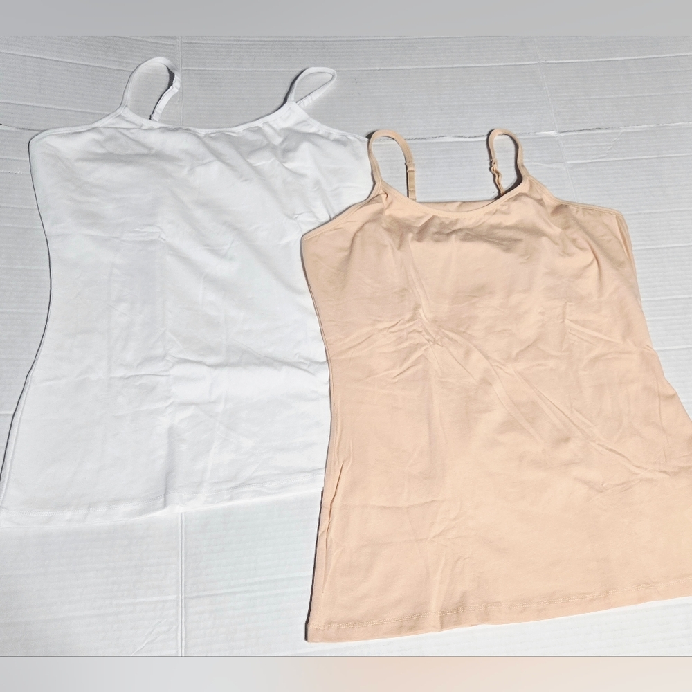 Bundle of 2 Sleeveless Camisole Tan and White Women Size Medium